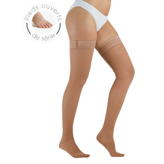Bas auto-fixants de contention - Smartleg® transparent - Classe 2, pieds ouverts - Femme