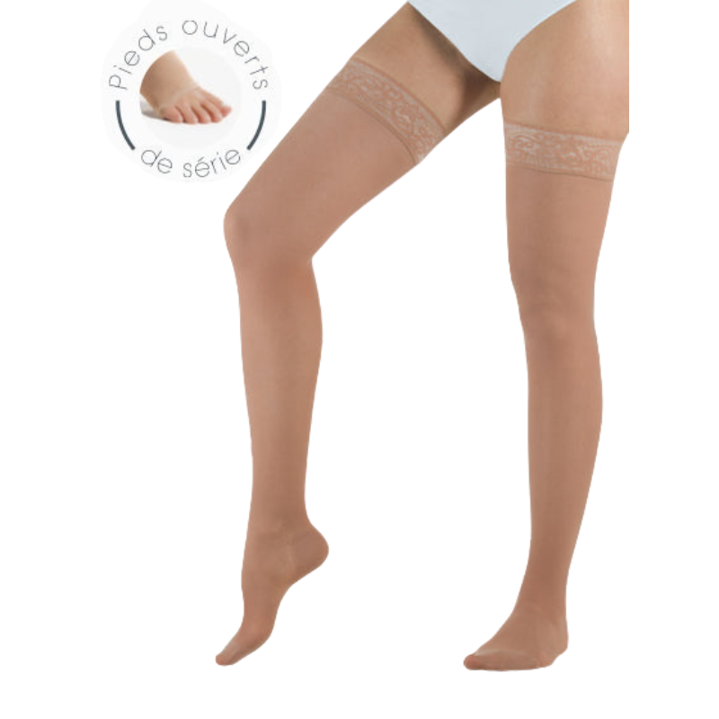 Bas auto-fixants de contention - Smartleg® transparent - Classe 2, pieds ouverts - Femme