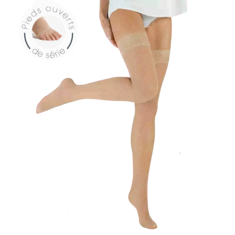 Bas auto-fixants de contention - Smartleg® transparent - Classe 2, pieds ouverts - Femme