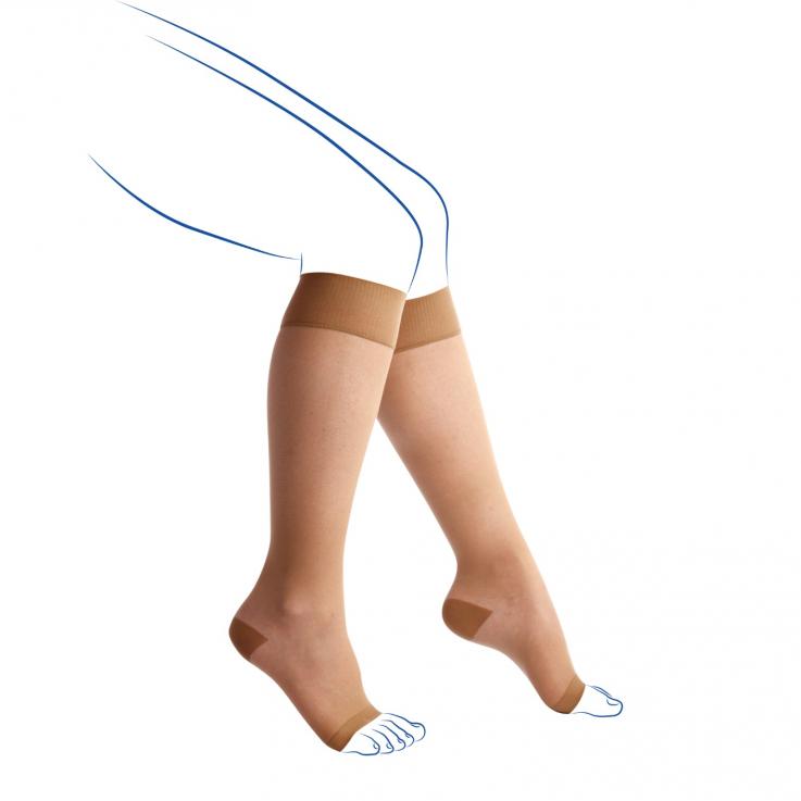 Chaussettes de contention - Venoflex Secret Semi-transparent - Classe 3, pieds ouverts - Femme
